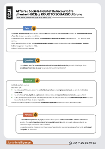 Société Habitat Bellecour Côte d’Ivoire (HBCI) c/ KOUOTO SOUASSOU Bruno