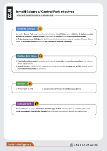 Ismaël Bakary c/ Central Park et autres