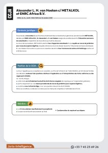 Alexander L. H. van Hoeken c/ METALKOL et ENRC Africa B.V.