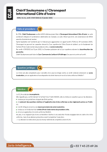 Chérif Souleymane c/ Chronopost International Côte d’Ivoire